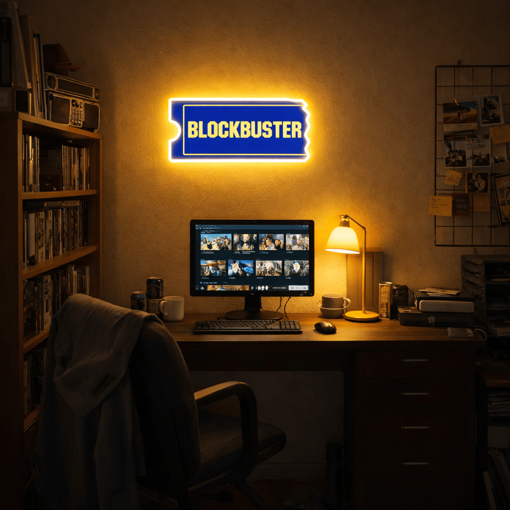 ShineNeon™ Retro Blockbuster Ticket LED Neon Sign - Movie Room & Mancave Wall Decor - Shineneon