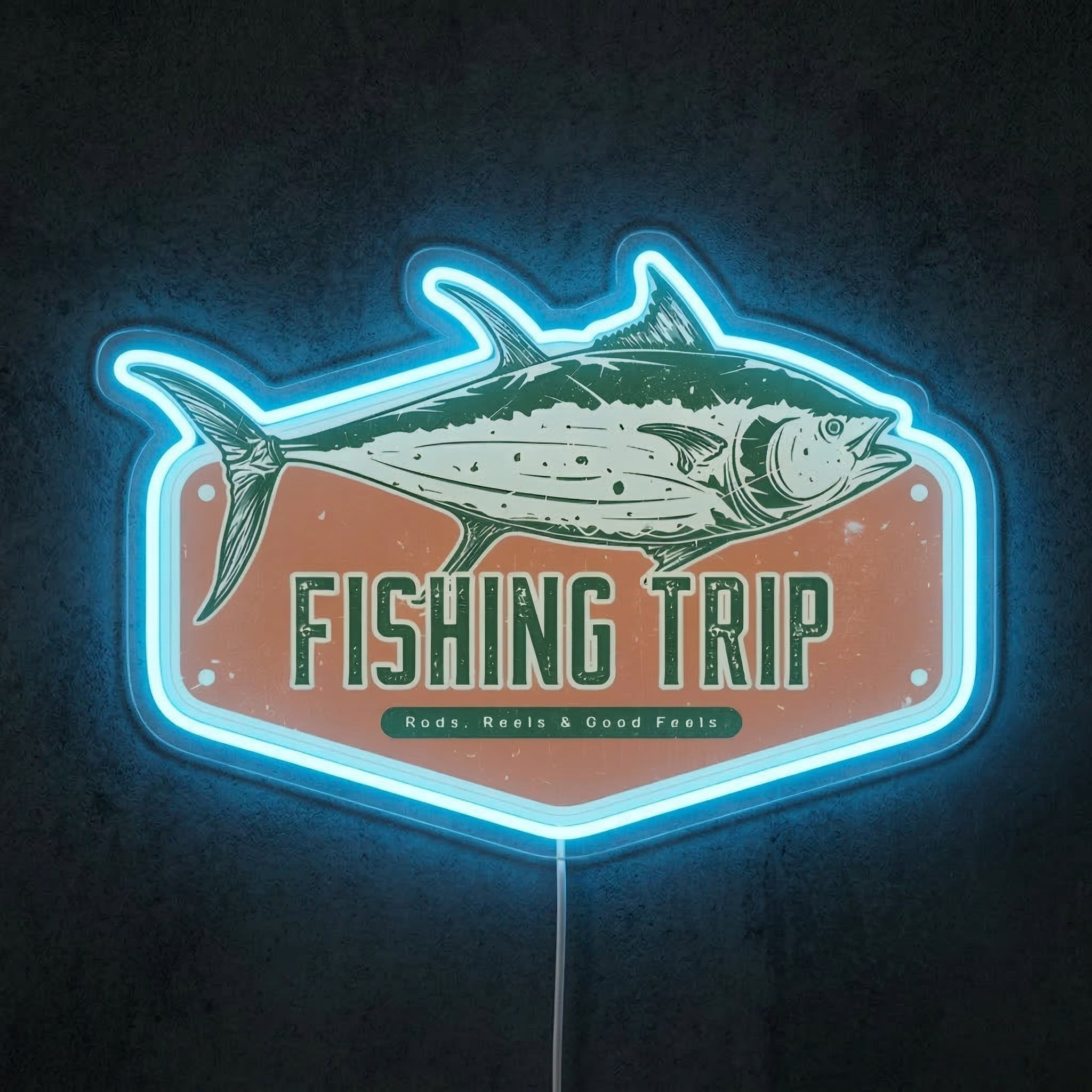 ShineNeon™ Retro Fishing Trip Neon Sign Vintage Tuna Saltwater Decor USB Powered Neon Sign - Shineneon