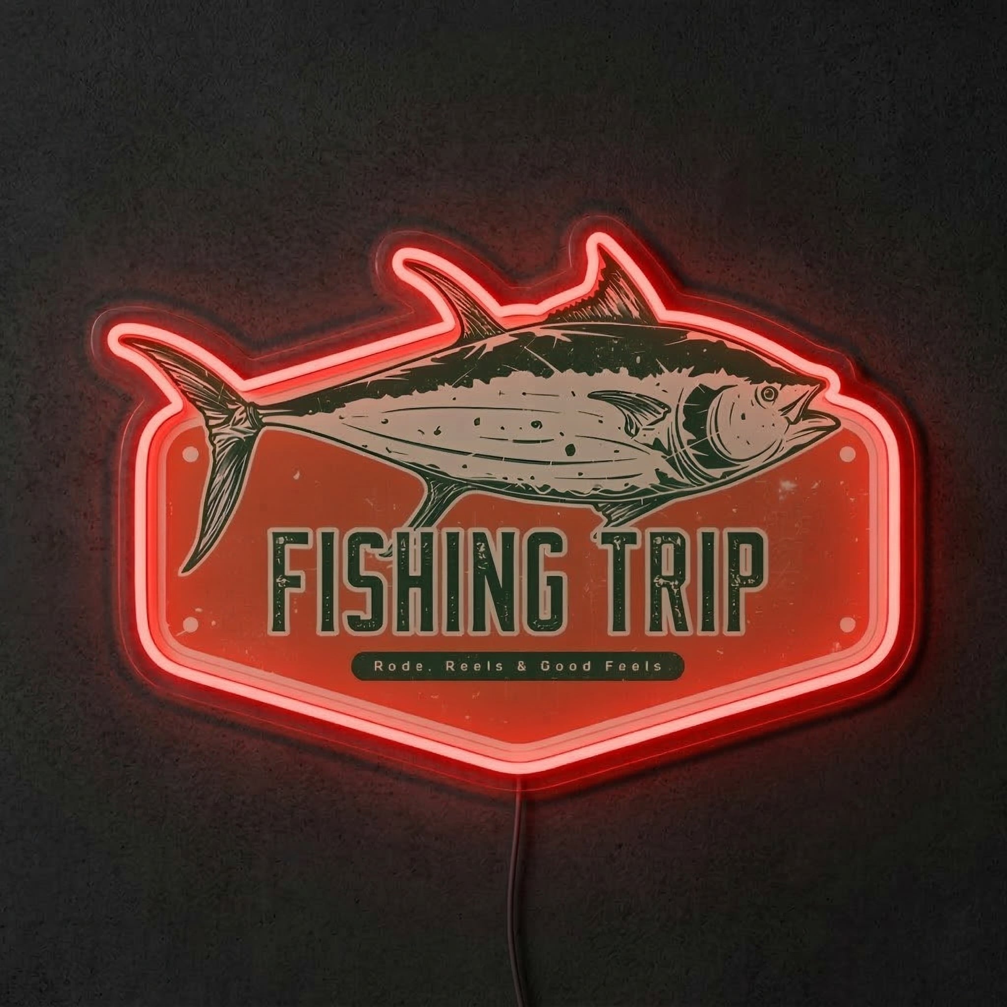 ShineNeon™ Retro Fishing Trip Neon Sign Vintage Tuna Saltwater Decor USB Powered Neon Sign - Shineneon