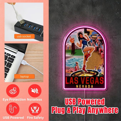 ShineNeon™ Retro Las Vegas Postcard neon sign USB Power - Shineneon