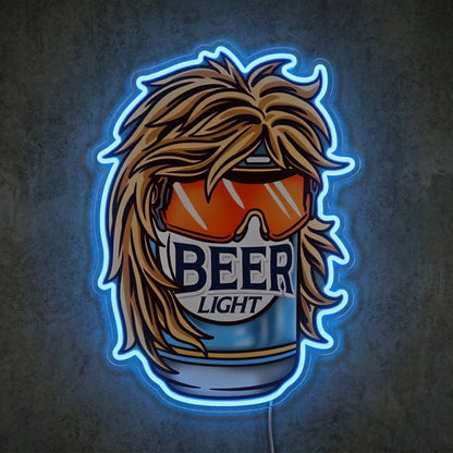 ShineNeon™ Retro Mullet Beer Can Neon Sign Funny 80s Party Man Cave Decor USB Power Neon Sign - Shineneon