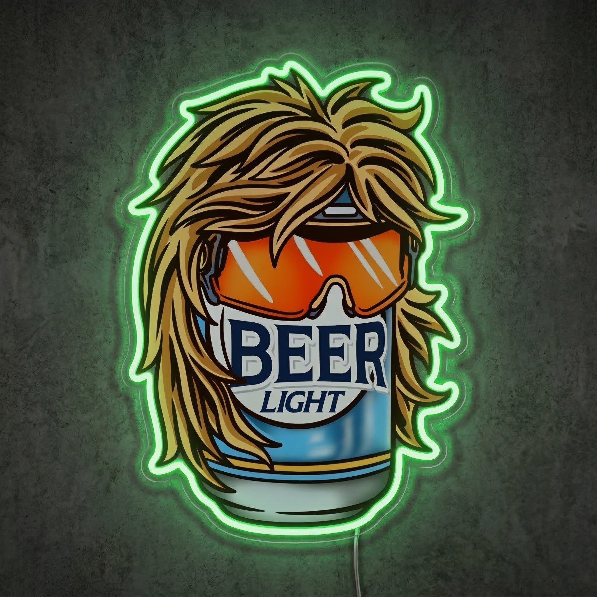 ShineNeon™ Retro Mullet Beer Can Neon Sign Funny 80s Party Man Cave Decor USB Power Neon Sign - Shineneon