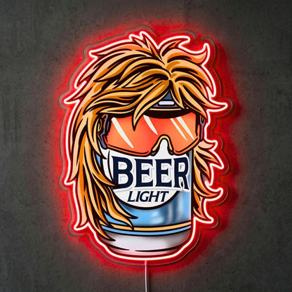 ShineNeon™ Retro Mullet Beer Can Neon Sign Funny 80s Party Man Cave Decor USB Power Neon Sign - Shineneon