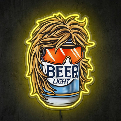 ShineNeon™ Retro Mullet Beer Can Neon Sign Funny 80s Party Man Cave Decor USB Power Neon Sign - Shineneon