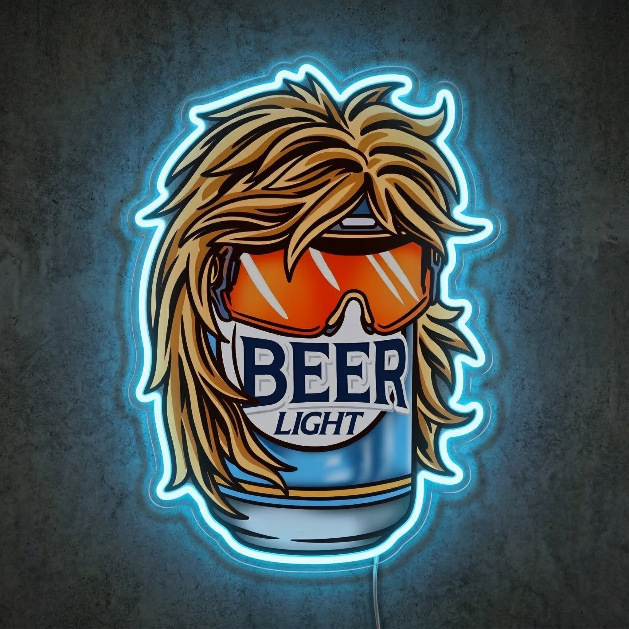 ShineNeon™ Retro Mullet Beer Can Neon Sign Funny 80s Party Man Cave Decor USB Power Neon Sign - Shineneon