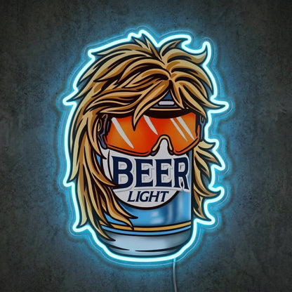 ShineNeon™ Retro Mullet Beer Can Neon Sign Funny 80s Party Man Cave Decor USB Power Neon Sign - Shineneon
