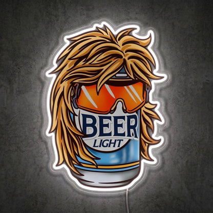 ShineNeon™ Retro Mullet Beer Can Neon Sign Funny 80s Party Man Cave Decor USB Power Neon Sign - Shineneon
