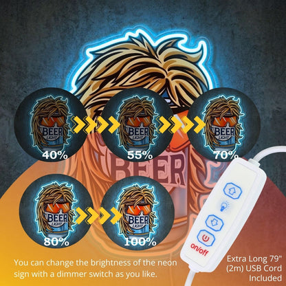 ShineNeon™ Retro Mullet Beer Can Neon Sign Funny 80s Party Man Cave Decor USB Power Neon Sign - Shineneon