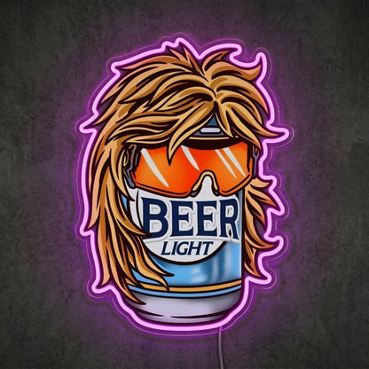 ShineNeon™ Retro Mullet Beer Can Neon Sign Funny 80s Party Man Cave Decor USB Power Neon Sign - Shineneon