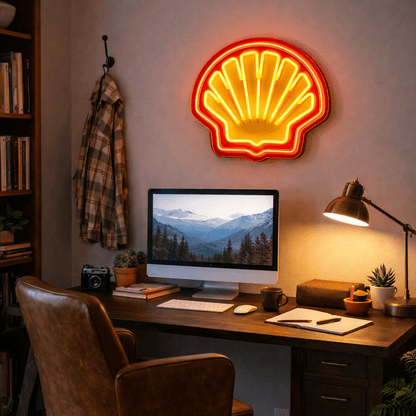ShineNeon™ Retro Scallop Shell LED Neon Sign - Vintage Garage & Man Cave Wall Art - Shineneon