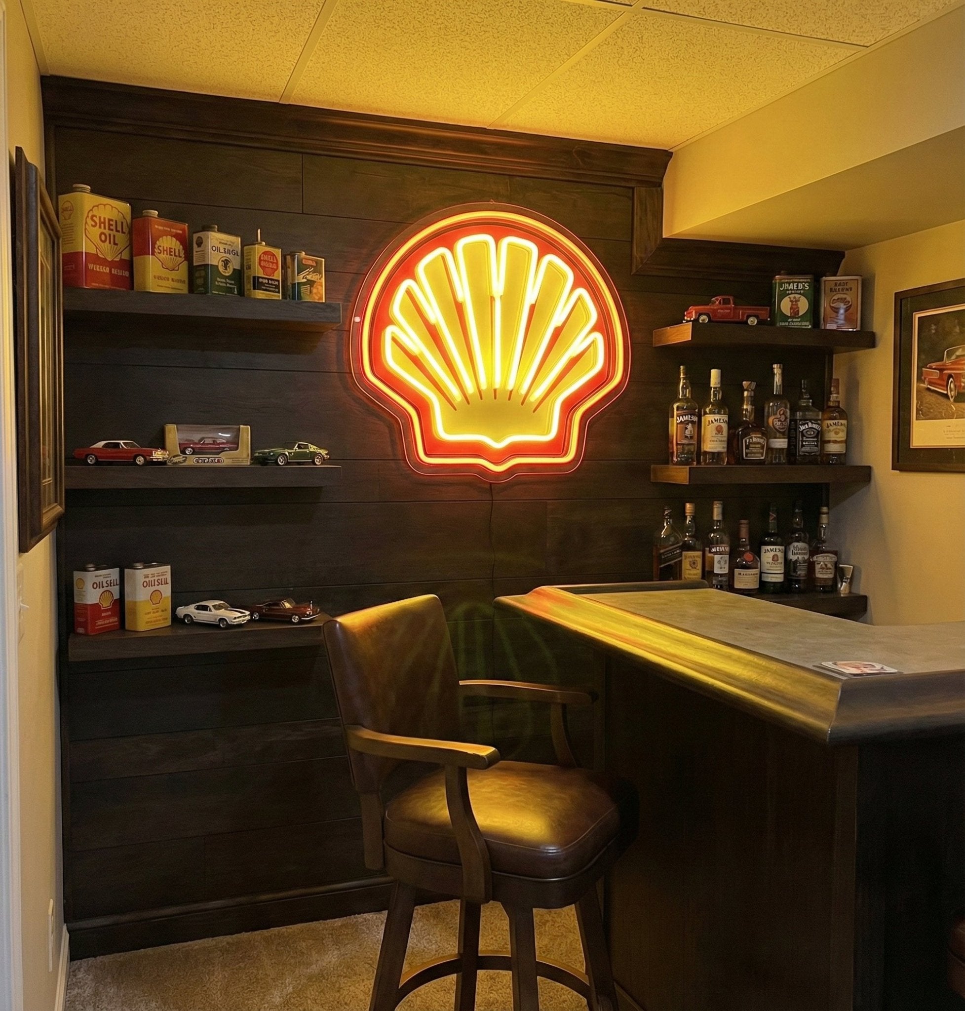 ShineNeon™ Retro Scallop Shell LED Neon Sign - Vintage Garage & Man Cave Wall Art - Shineneon