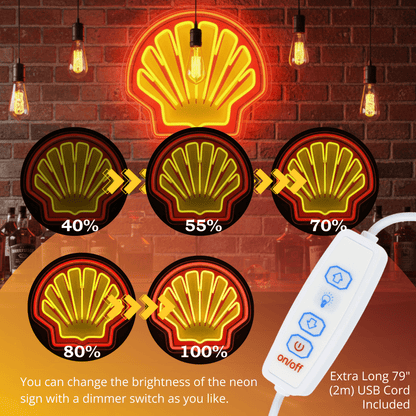 ShineNeon™ Retro Scallop Shell LED Neon Sign - Vintage Garage & Man Cave Wall Art - Shineneon