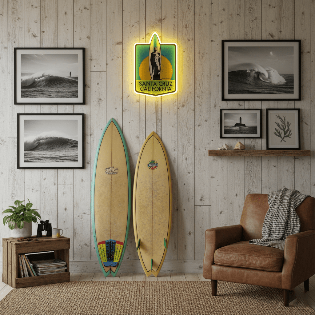 ShineNeonâ„?Retro Surf California LED Neon Sign - Vintage Beach Vibe Wall Art (USB Powered) - Shineneon
