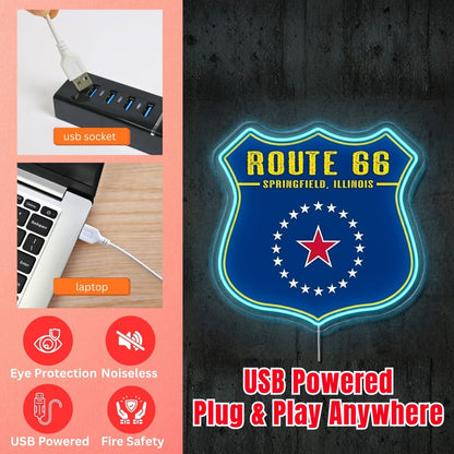 ShineNeon™ Route 66 Shield neon sign USB Power - Shineneon