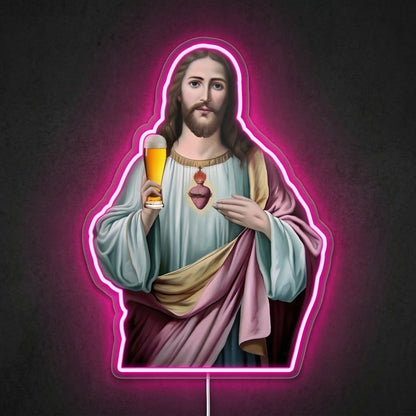ShineNeon™ Sacred Heart Beer Neon Sign Funny Jesus Bar Wall Decor USB Power Neon Sign - Shineneon
