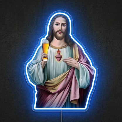 ShineNeon™ Sacred Heart Beer Neon Sign Funny Jesus Bar Wall Decor USB Power Neon Sign - Shineneon