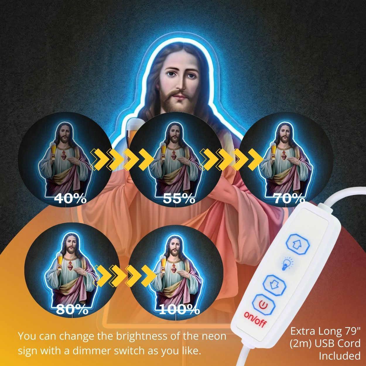 ShineNeon™ Sacred Heart Beer Neon Sign Funny Jesus Bar Wall Decor USB Power Neon Sign - Shineneon