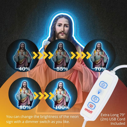 ShineNeon™ Sacred Heart Beer Neon Sign Funny Jesus Bar Wall Decor USB Power Neon Sign - Shineneon