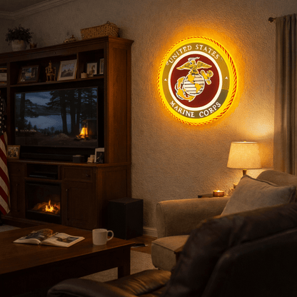 ShineNeon™ Semper Fi Legacy LED Neon Sign – Gold & Red Patriotic Light for Man Cave - Shineneon