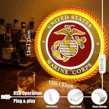 ShineNeon™ Semper Fi Legacy LED Neon Sign – Gold & Red Patriotic Light for Man Cave - Shineneon