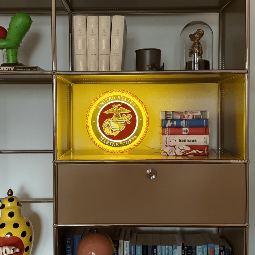 ShineNeon™ Semper Fi Legacy LED Neon Sign – Gold & Red Patriotic Light for Man Cave - Shineneon