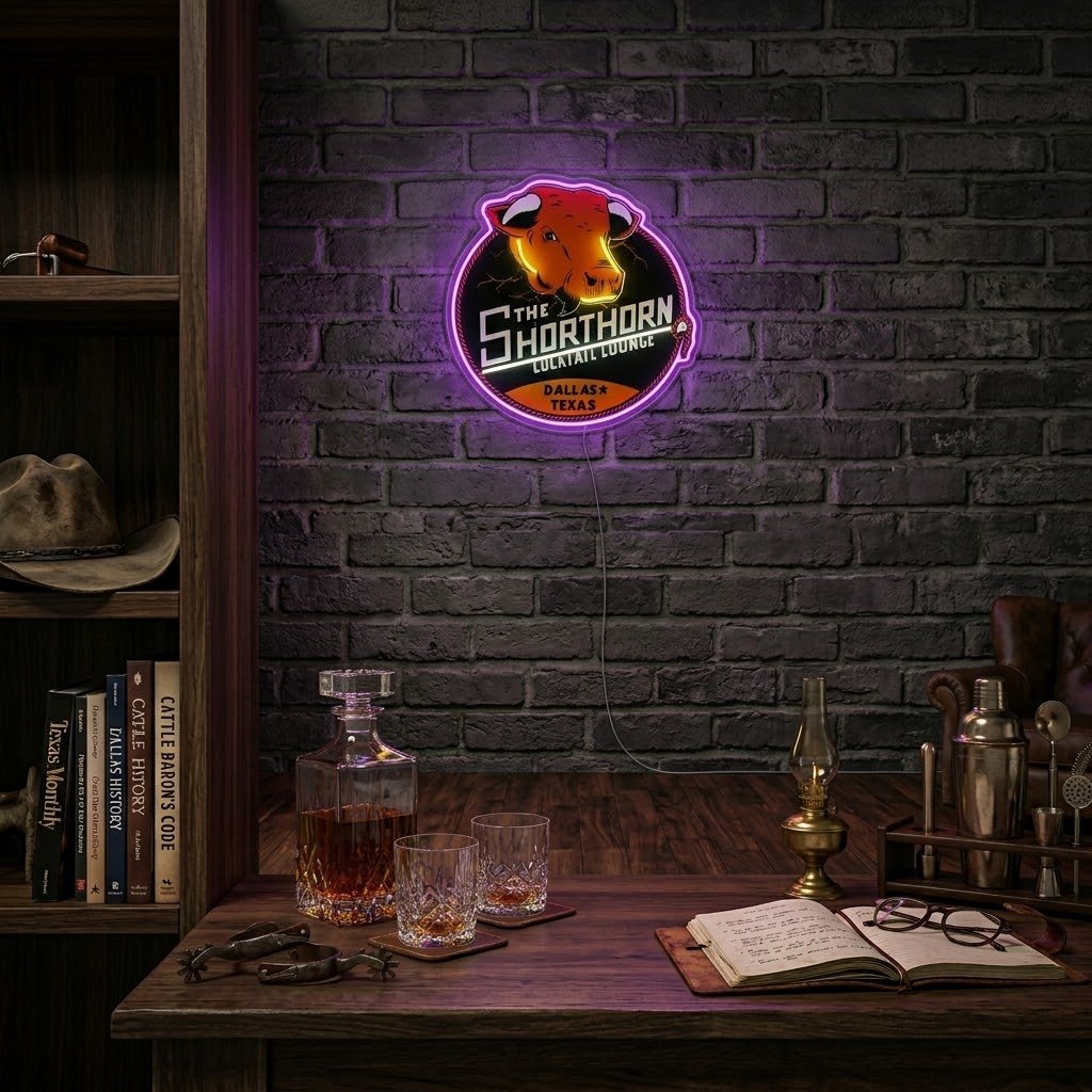 ShineNeon™ Shorthorn Cocktail Lounge Texas Bull Neon Sign USB Power - Shineneon
