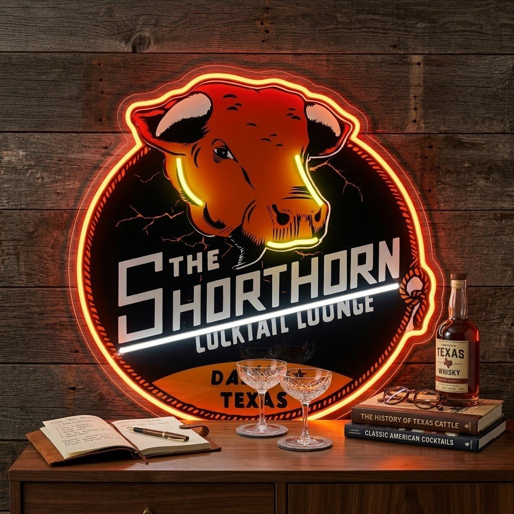 ShineNeon™ Shorthorn Cocktail Lounge Texas Bull Neon Sign USB Power - Shineneon