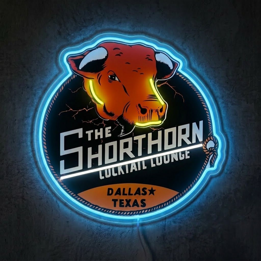 ShineNeon™ Shorthorn Cocktail Lounge Texas Bull Neon Sign USB Power - Shineneon