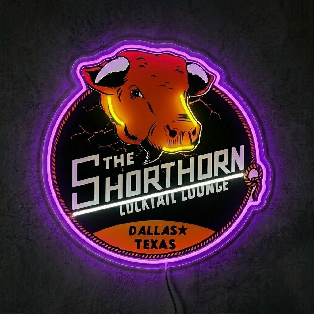 ShineNeon™ Shorthorn Cocktail Lounge Texas Bull Neon Sign USB Power - Shineneon