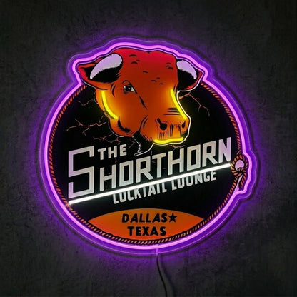 ShineNeon™ Shorthorn Cocktail Lounge Texas Bull Neon Sign USB Power - Shineneon