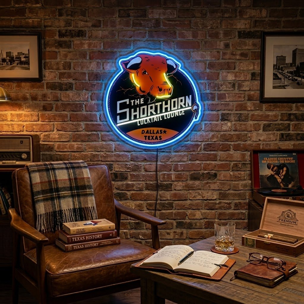 ShineNeon™ Shorthorn Cocktail Lounge Texas Bull Neon Sign USB Power - Shineneon