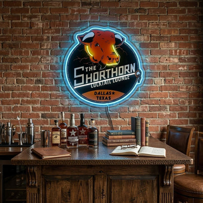 ShineNeon™ Shorthorn Cocktail Lounge Texas Bull Neon Sign USB Power - Shineneon