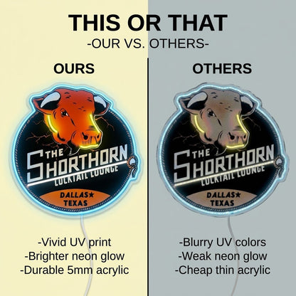 ShineNeon™ Shorthorn Cocktail Lounge Texas Bull Neon Sign USB Power - Shineneon