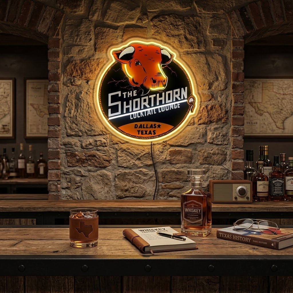 ShineNeon™ Shorthorn Cocktail Lounge Texas Bull Neon Sign USB Power - Shineneon