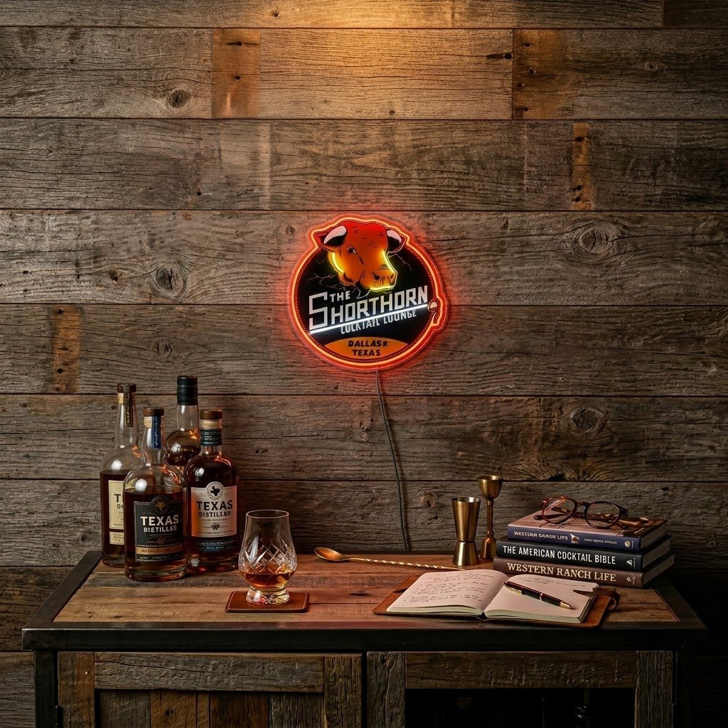 ShineNeon™ Shorthorn Cocktail Lounge Texas Bull Neon Sign USB Power - Shineneon