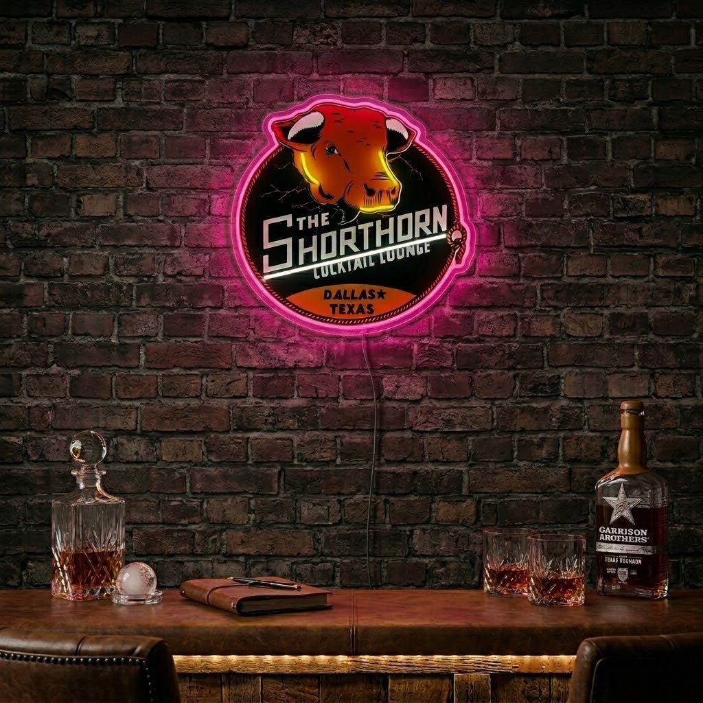 ShineNeon™ Shorthorn Cocktail Lounge Texas Bull Neon Sign USB Power - Shineneon