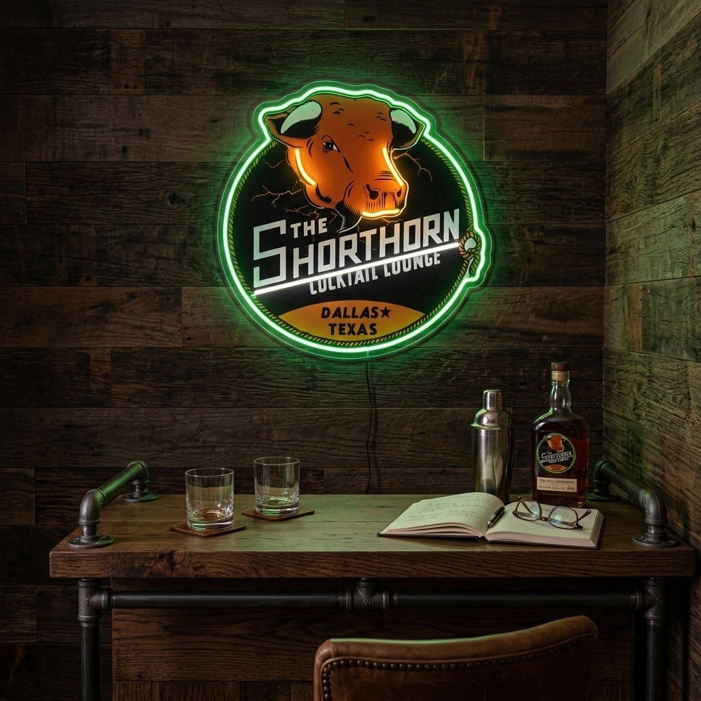 ShineNeon™ Shorthorn Cocktail Lounge Texas Bull Neon Sign USB Power - Shineneon