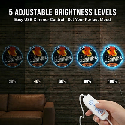 ShineNeon™ Shorthorn Cocktail Lounge Texas Bull Neon Sign USB Power - Shineneon