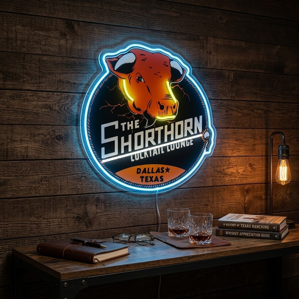 ShineNeon™ Shorthorn Cocktail Lounge Texas Bull Neon Sign USB Power - Shineneon