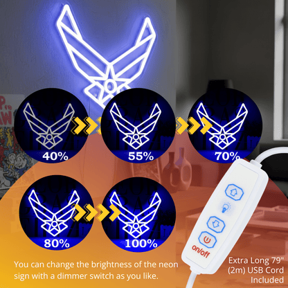 ShineNeon™ Stealth Wing LED Neon Sign – Tactical Blue Glow for Garage & Mancave - Shineneon