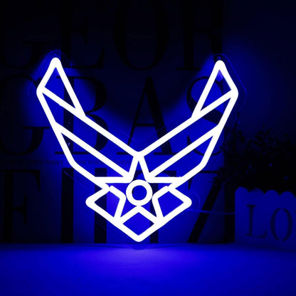 ShineNeon™ Stealth Wing LED Neon Sign – Tactical Blue Glow for Garage & Mancave - Shineneon