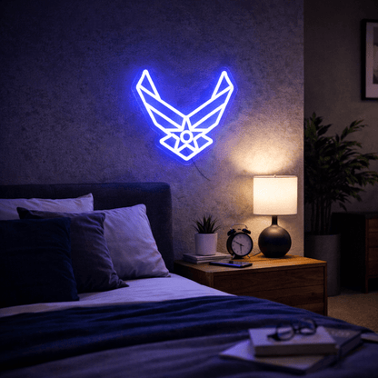 ShineNeon™ Stealth Wing LED Neon Sign – Tactical Blue Glow for Garage & Mancave - Shineneon