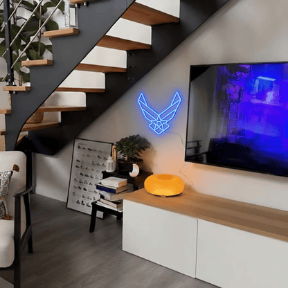 ShineNeon™ Stealth Wing LED Neon Sign – Tactical Blue Glow for Garage & Mancave - Shineneon