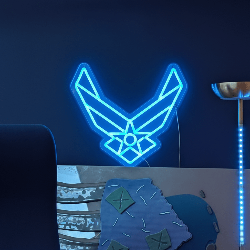 ShineNeon™ Stealth Wing LED Neon Sign – Tactical Blue Glow for Garage & Mancave - Shineneon