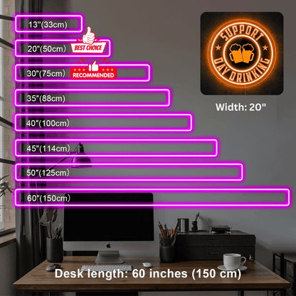 ShineNeon™ Support Day Drinking LED Neon Sign Beer Bar Decor Man Cave USB Powered - Shineneon