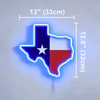 ShineNeon™ Texas Lone Star Flag LED Sign - Patriotic Blue Glow Wall Decor - Shineneon