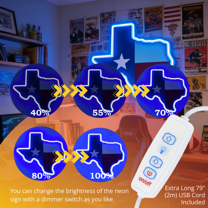 ShineNeon™ Texas Pride LED Neon Sign Collection - Flag & Longhorn for Bar Room Mancave wall Decor - Shineneon