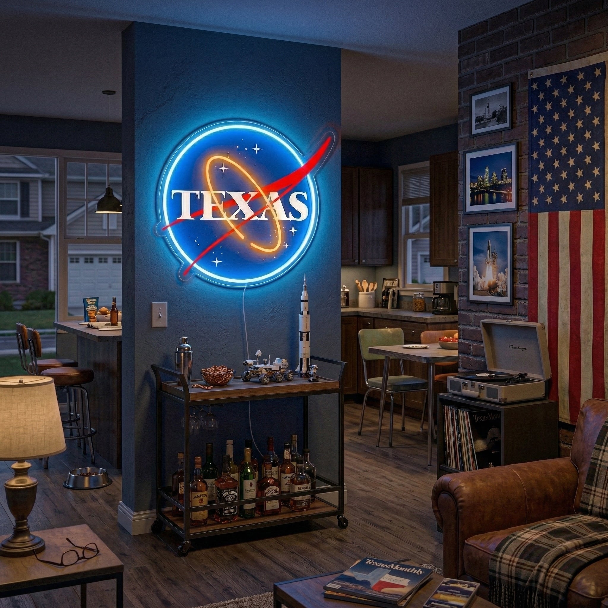 ShineNeon™ Texas Space NASA Style LED Neon Sign Home Wall Art USB Powered - Shineneon
