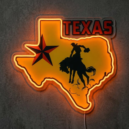 ShineNeon™ Texas State Pride Neon Sign Bucking Bronco Western Wall Decor USB Powered - Shineneon