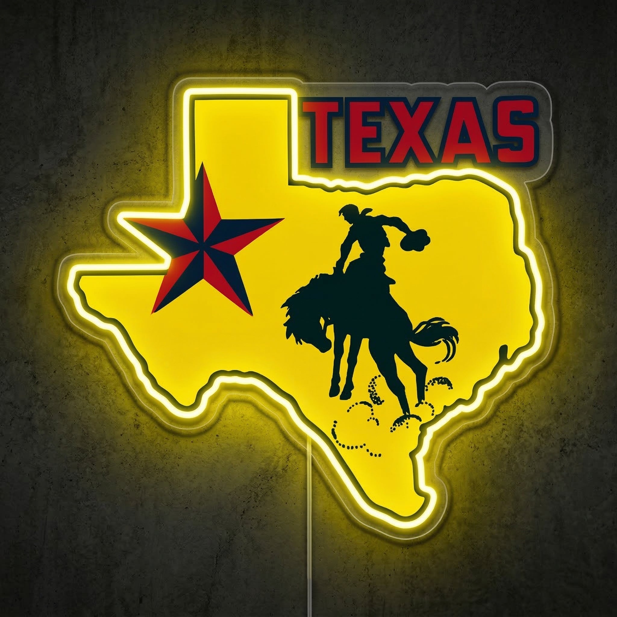 ShineNeon™ Texas State Pride Neon Sign Bucking Bronco Western Wall Decor USB Powered - Shineneon